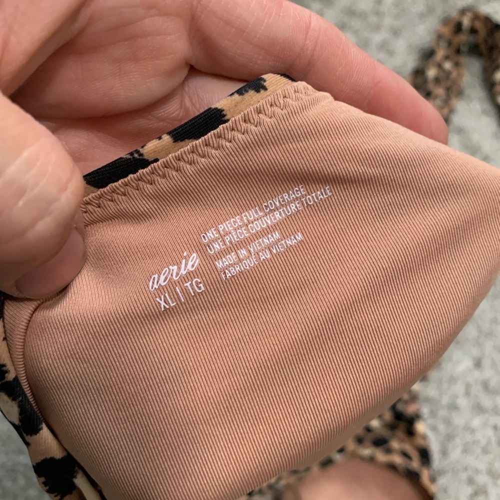 aerie Leopard Print One-Piece Swimsuit in Tan and Black - Picture 6 of 6